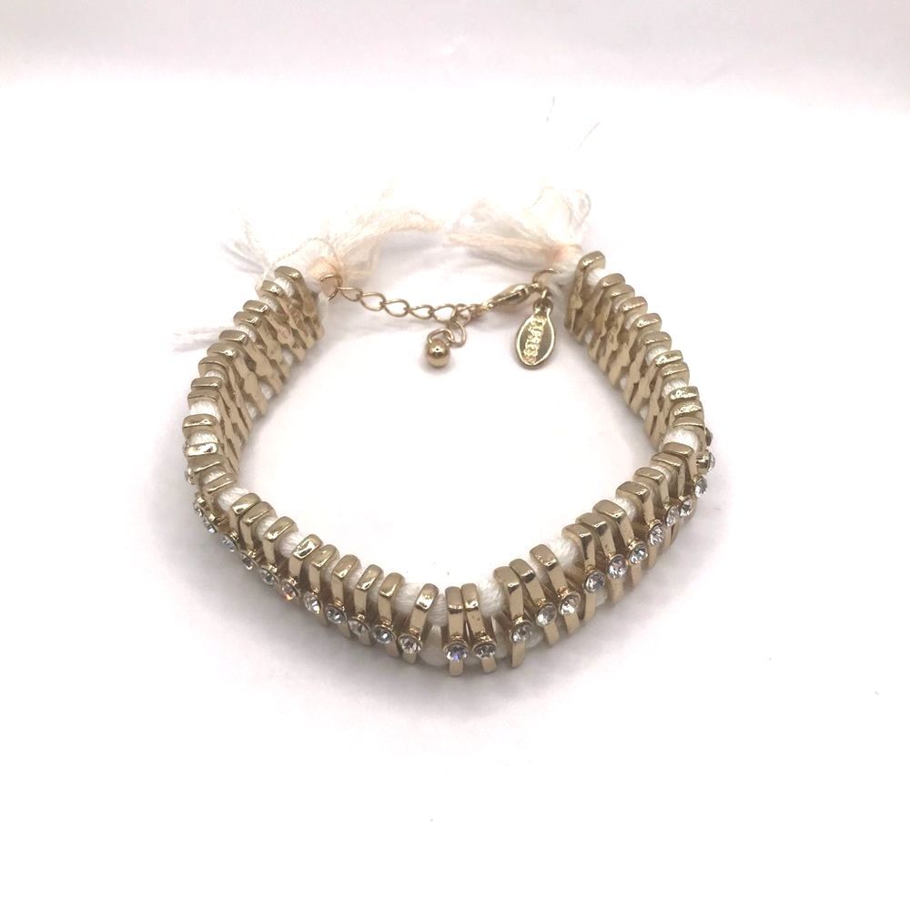 Express Gold and White Woven Bracelet